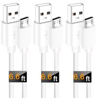 Micro USB Cable Android (3Pack 6FT) Fast Charging MicroUSB Charger Cord for Fire 7 HD 8 10 Tablet Kids Edition E-Reader,Smart TV Sticks,Roku,PS4 Xbox One Samsung Galaxy S7 S6 Edge LG Charge Wire-White