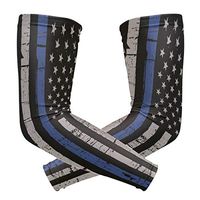 Anyangquji Police Thin Blue Line Flag Arm Sleeve Protectiv for Man Elbow Brace for Arthritis (1 Pair)