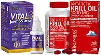 Vital 3 Joint Solution® Clinically Proven Liquid Knee Relief + Antarctic Krill Oil 1000 mg with Omega-3s EPA, DHA