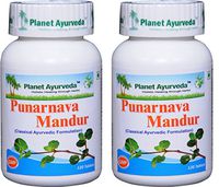 Planet Ayurvda Punarnava Mandur - Herbal Tablets, 100% Natural - 2 Bottles (Each Bottle contains 120 tablets)