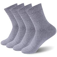 Mens Thermal Socks, Feelwe Diabetic Socks for Men Size 13-15 Extra Wide Cotton Socks Warm Socks for Women with Seamless Toe Non Binding Loose Top Diabetic Socks Womens 4 Pairs Light Grey X-Large