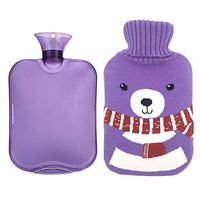 YAKEFJ Classic Rubber Transparent Hot Water Bottle 2 Liter with Knit Cover
