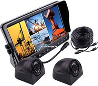 Camnex Car Rear View Backup Camera System 7 inch TFT LCD Monitor with Quad Split Screen Sony CCD Color Waterproof Night Vision Camera for Truck Van Caravan Trailers Camper Bus RV