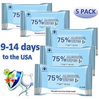 Alcohol Detergent Wipes,Portable Disinfection Wet Wipes,75% Soft Alcohol Wipes,Sterilization Rate 99.9%, 5 Packs,10pcs/Pack