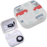 Portable Contact Lens Case Box Travel Kit Mirror + Bottle + Tweezers Container Holder [ Cute Teddi Bear ]
