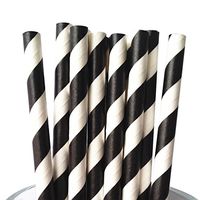 Free DHL 500 pcs Black Striped Paper Straws Bulk, Stripe Black and White Paper Drinking Straws for Party, Wedding, Birthday, Mason Jar Straws