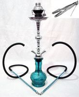 2 hose 22" Blue flag Hookah nargila bar narguile nargile glass water Vase pipe