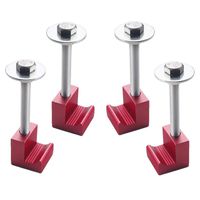DEWHEL Tool Box Tie Downs Aluminum J Hook Crossover Toolbox Pickup Pair (4 PCS, Red)