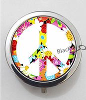 BlackKey Peace Sign 3-Compartment Decorative Pocket Gift Box Case Organizer for Pill, Color 1 -539