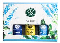 Woolzies 100% Pure & Natural Clean Essential Oil Set | Highest Quality Aromatherapy Therapeutic Grade | Incl. Cleaning Blend, Lemon & Tea Tree Oil | Great for Cleaning, Kills Germs | Diffuse/Topical