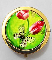 BlackKey Butterfly On Flowers 3-Compartment Decorative Pocket Gift Box Case Organizer for Pill, Color 2 -2296