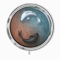 Youroom Mabel D. Silva Vintage Fish Custom HOT Sales Stainless Steel Round Pill Box Medicine Vitamin Organizer Holder Decorative box