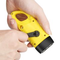 MECO Hand Cranking Solar Powered Rechargeable Flashlight Emergency LED Flashlight Carbiner Dynamo Quick Snap Clip Backpack Flashlight Torch Weather Ready, 8 Lumen（Yellow）
