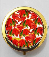 BlackKey Maple Leaf Pattern 3-Compartment Decorative Pocket Gift Box Case Organizer for Pill, Color 2 -874