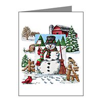 Note Cards (10 Pack) Christmas Snowman and Cardinals