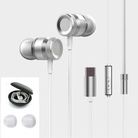 ANTFEES USB Type C Metal Earbud Headsets Headphone Noise Isolating Earphone CDLA HiFi Carrying Case Heavy Bass Stereo with Microphoneï¼ˆWhiteï¼‰
