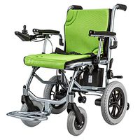 Oceanindw Motorized Wheelchair - Lightweight Folding Portable Mobility Aid Wheel Chair with Wear-Resistant Rubber Pneumatic Tires and Powerful Motor Drive (Green)