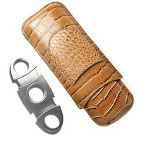 AWEIDRS Cigar Humidor ，Mini Portable Cigar Set with Cigar Cutter High-Grade Leather，Portable Travel Wear 2 Fragrant Fir Moisturizing Box Crocodile Pattern
