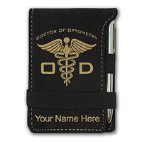 Mini Notepad, OD Doctor of Optometry, Personalized Engraving Included (Black with Gold)