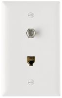Legrand - Pass & Seymour TPTELTVWCC10 Coaxial Connector Wall Plate One Rj11 Jack and One Cable TV F Connector, White