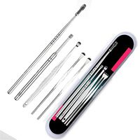 5PCS Ear Pick Wax Removal Kit Tool,Medical Stainless Steel Ear Cleaning Curette with Case Holder for Humans