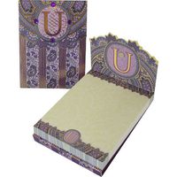Punch Studio U Monogram Paisley 75-Page Mini Notepad - Magnetic Closure Jewel on tab