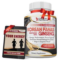 Korean Panax Ginseng – Extra Strength 1000 mg/Serving (500mg per Vegetarian Capsule) Supplement – Best Pure Wild Root Extract Powder Complex – 90 Energy Pills for Men & Women - 1 Month Supply