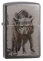 Zippo Wolf Design, Black Ice