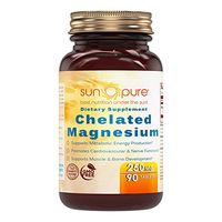 Sun Pure Premium Quality High Absorption Chelated Magnesium 250 mg Tablets Glass Bottle 90 Count -Helps Cells Produce Metabolic Energy -Supports Healthy Nerve & Muscle Function -Supports Healthy Heart