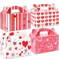 Moretoes 52 Pack Valentine Gable Treat Boxes Cardboard Paper Boxes Party Favor Supplies, Candy Treat Cookie Boxes
