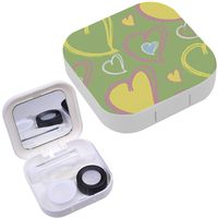 Portable Contact Lens Case Box Travel Kit Mirror + Bottle + Tweezers Container Holder [ Romantic Heart ]