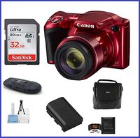 Canon PowerShot SX420 is Digital Camera [Red] 32GB Bundle, Includes 32GB SDHC Class 10 Memory Card, Spare Battery, Small Camera Bag and More