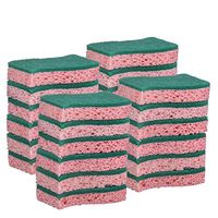 Elite Selection S-Shape Scrub Sponges – Non-Scratch Kitchen Sponges – Heavy Duty Cellulose Scrubbing Sponges for Kitchens, Bathrooms, Housework, and More - [Pink] - 24 Pack