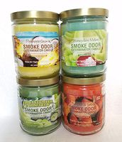 Smoke Odor Exterminator 13 oz Jar Candles Pineapple & Coconut Assorted, (4) Includes Pineapple Coconut, Cool Cucumber & Honeydew, Honeydew Melon & Pumpkin Spice.
