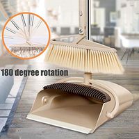 2pcs Rotating Broom and Dustpan Set, Windproof Broom Long Handle Standing Dustpan with Broom Comb Good Grip Dustpan and Lobby Broom for Pet Hair