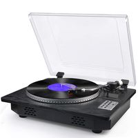 Record Player with Speakers Turntable for Vinyl Records Bluetooth in & Out USB Direct Vinyl to MP3 Recording Belt Drive Professional LP Phonograph Automatic Vintage Solid Record Player, Black
