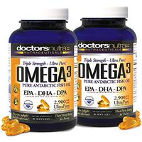 (Pack of 2) Natural Wild Omega 3 Fish Oil DPA Supplement by Doctors Nutra Nutraceuticals - 2,900 Milligrams Triple Strength Ultra Pure Concentrated, EPA-DPA-DHA, Soft-Gels with no Fish-Tasting Burps
