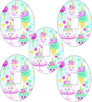 Dexcom CGM Adhesive Patch, Water Resistant Adorable Unicorn with ice-Cream Design x 5 Pack.