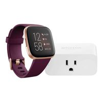 Fitbit Versa 2 Smartwatch (Bordeaux/Copper Rose) with Amazon Smart Plug Bundle