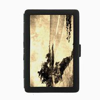 Perfection In Style Black Color Metal Cigarette Case Vintage Beach Design 003