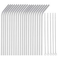 OKGD Set of 20 Stainless Steel Straws Ultra Long 10 Inch Drinking Metal Straws Reusable Drinking Straws for 20 30 OZ (20 Bent| 5 Brushes)