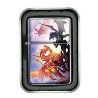 Windproof Refillable Oil Lighter with Tin Gift Box Dragons Design-008