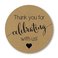 Rustic Kraft Thanks for Celebrating with Us Stickers, Woodlands Wedding Favor Labels (#362-KRB)