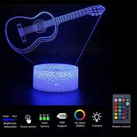 Illusion Light, TechCode Smart Touch 16 Colors Changing Guitar Shape Optical Illusion Lamp with Crackle Base Remote Control LED Table Desk Light Christmas Gift for Kids Boys & Girls (A764)