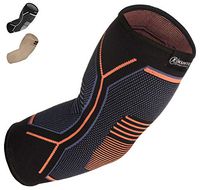 Kunto Fitness Elbow Brace Compression Support Sleeve for Tendonitis, Tennis Elbow, Golf Elbow Treatment - Reduce Joint Pain During Any Activity! (Medium)