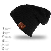 Bluetooth Beanie Hat Cap with Wireless Bluetooth Headphone Headset Earphone for Winter Sports Fitness Gym Exercise, by DeeFec (Small Grid-Black)