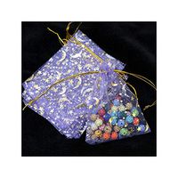 100Pcs/Lot Moon Star Organza Bags 7X9 9X12Cm Small Christmas Drawstring Gift Bag Charm Jewelry Packaging Bags & Pouches,Purple,7X9Cm