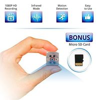 PJTech Mini Spy Camera 1080P HD Tiny Portable Hidden Camera with Night Vision and Motion Detection for Wireless Home Security or Nanny Cam, Not Wifi (Bonus 8GB Micro SD Card)