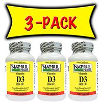 NAT-RUL Vitamin D3 1000 I.U. 100 Tablets (3 Pack)