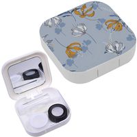 Portable Contact Lens Case Box Travel Kit Mirror + Bottle + Tweezers Container Holder [ Trendy Floral Many Kind ]